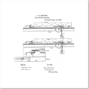 Type Writing Machine Vintage Retro Patent Hand Drawing Funny Novelty Gift Posters and Art